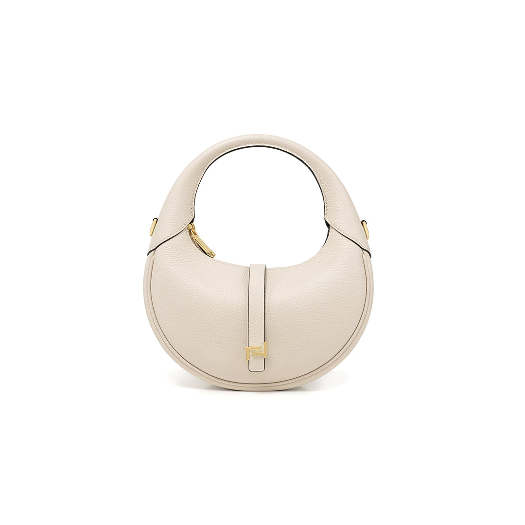 Handmade Cream White TOGO Leather Crescent Bag