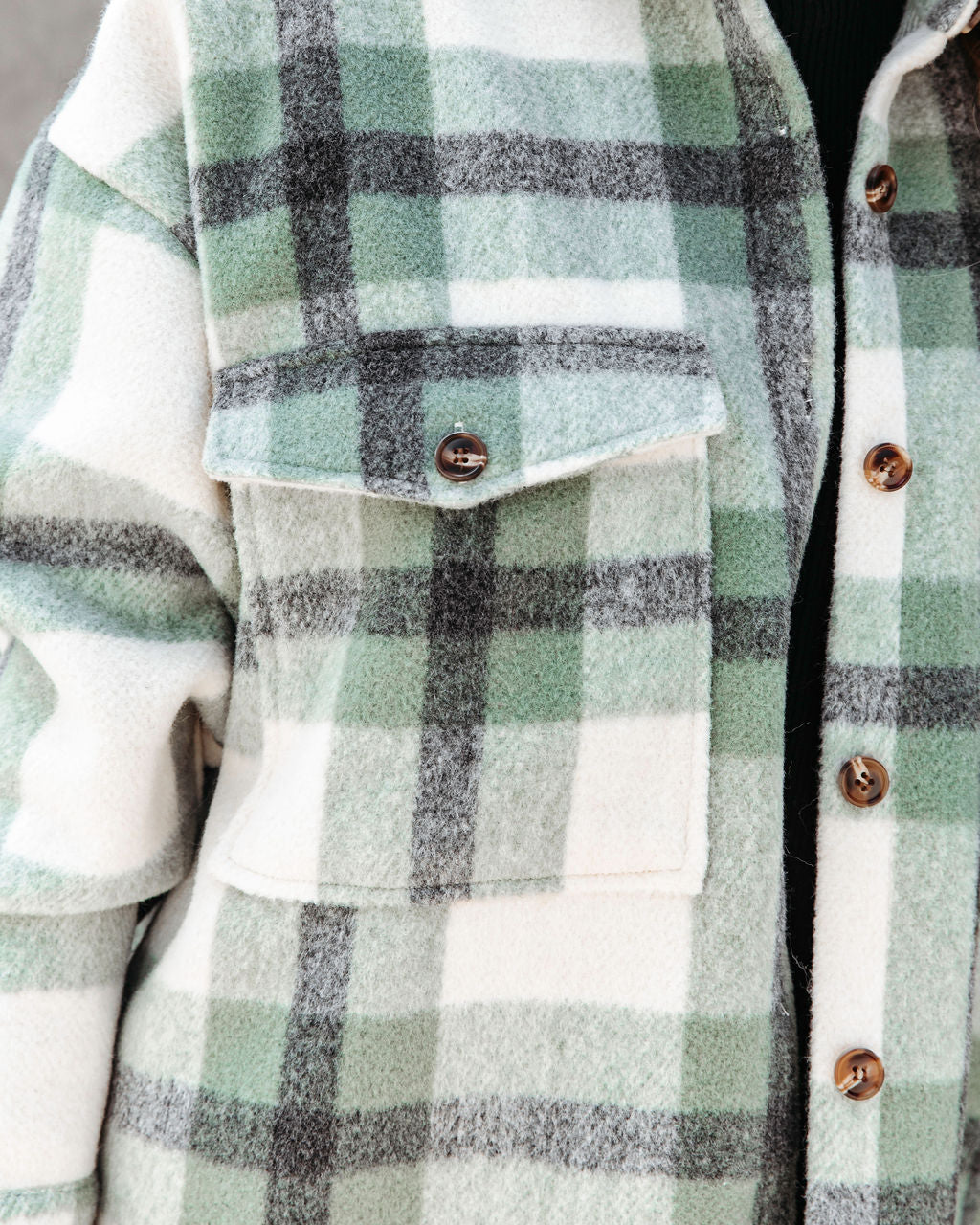 Maddox Pocketed Plaid Button Down Coat - SALE