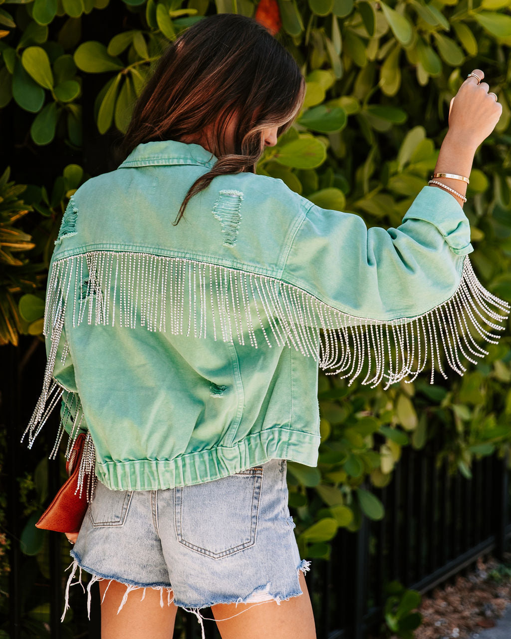Diamond Rodeo Rhinestone Denim Jacket - Mint Green - FINAL SALE
