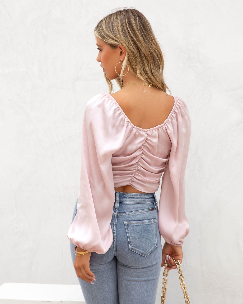 Lila Grace Satin Lace Up Crop Top - Pink - FINAL SALE