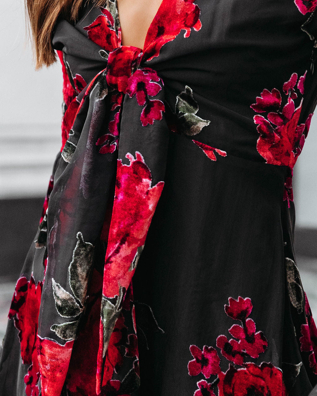 Love Like This Burnout Velvet Bell Sleeve Mini Dress