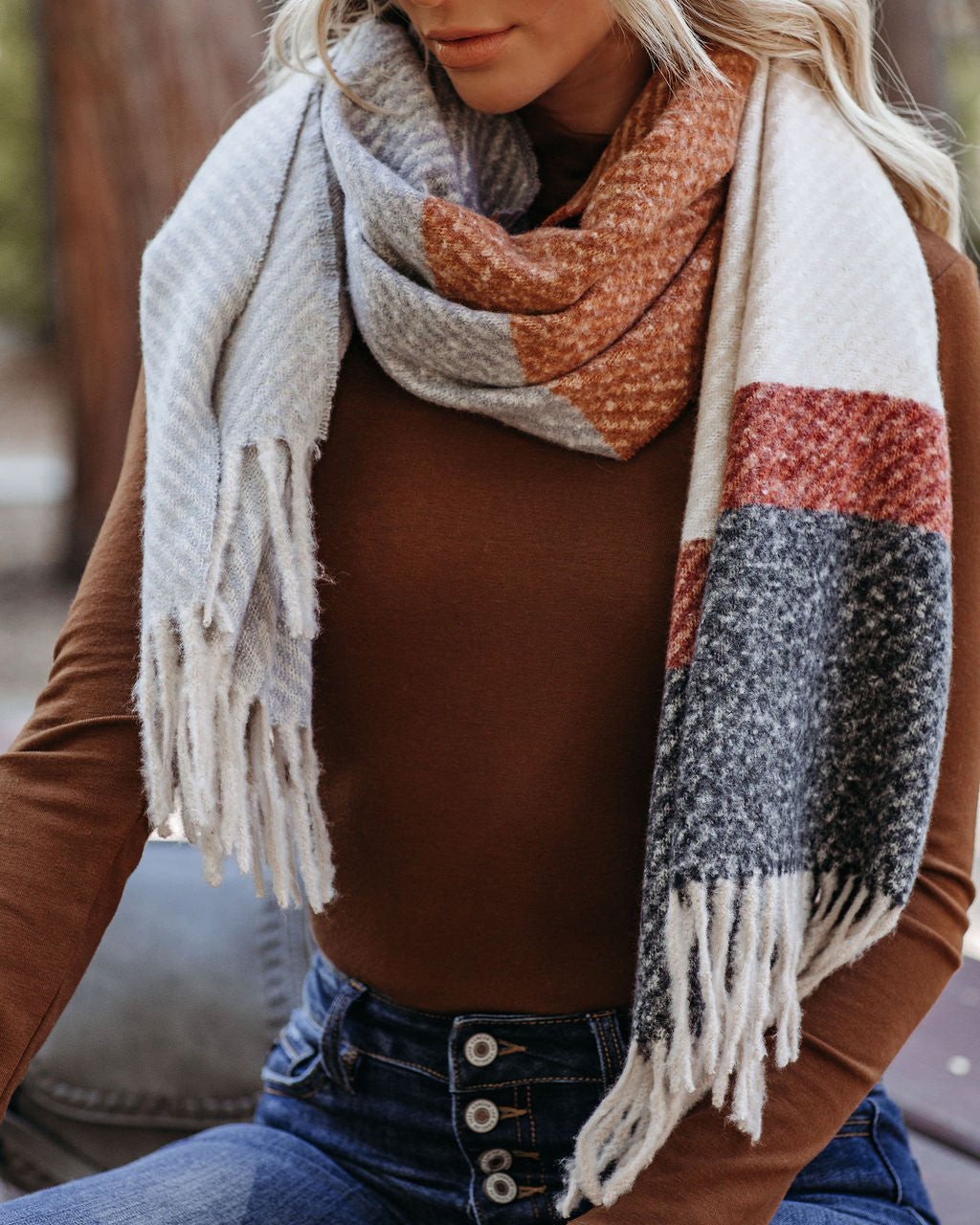 Zabel Striped Fringe Scarf