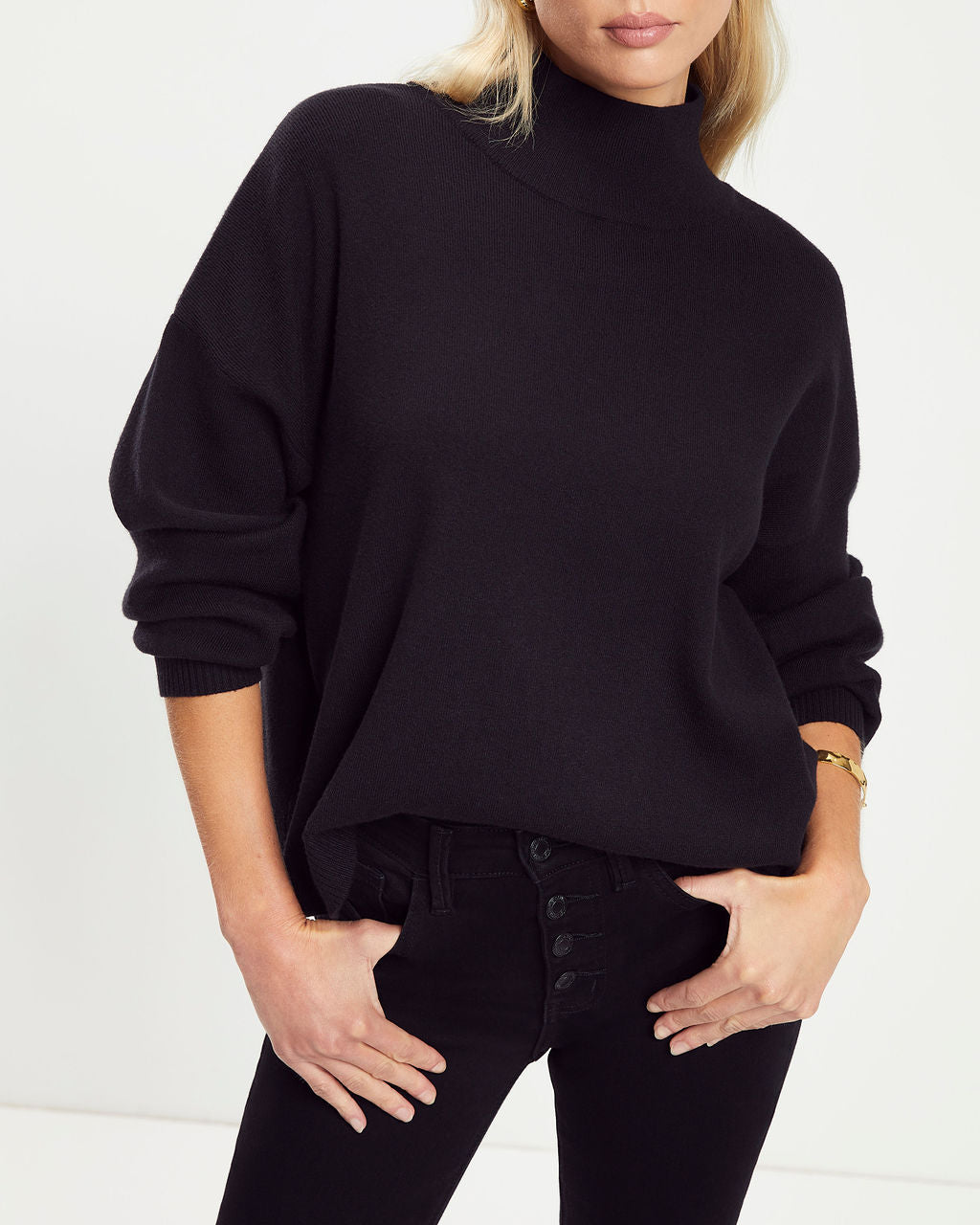 Parkin Mock Neck Knit Sweater - Black