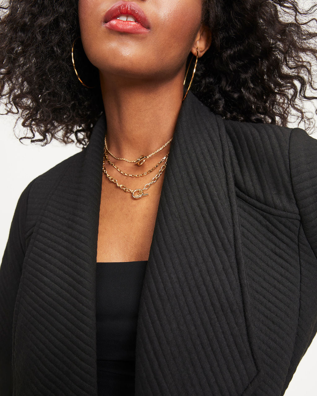 Danielle Textured Pocketed Jacket - Black