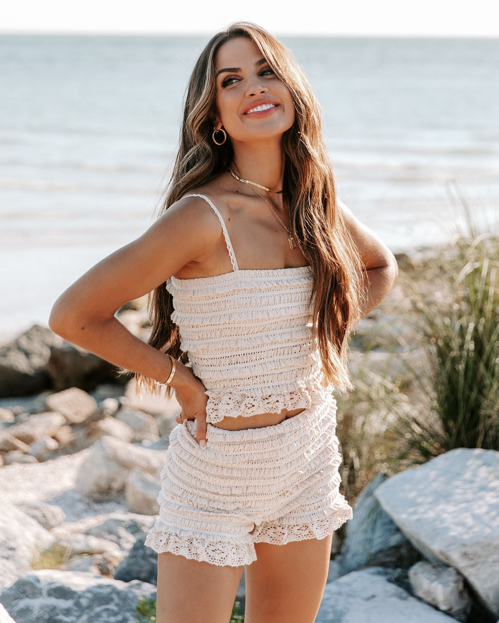 Cami Crochet Crop Top - Natural - FINAL SALE