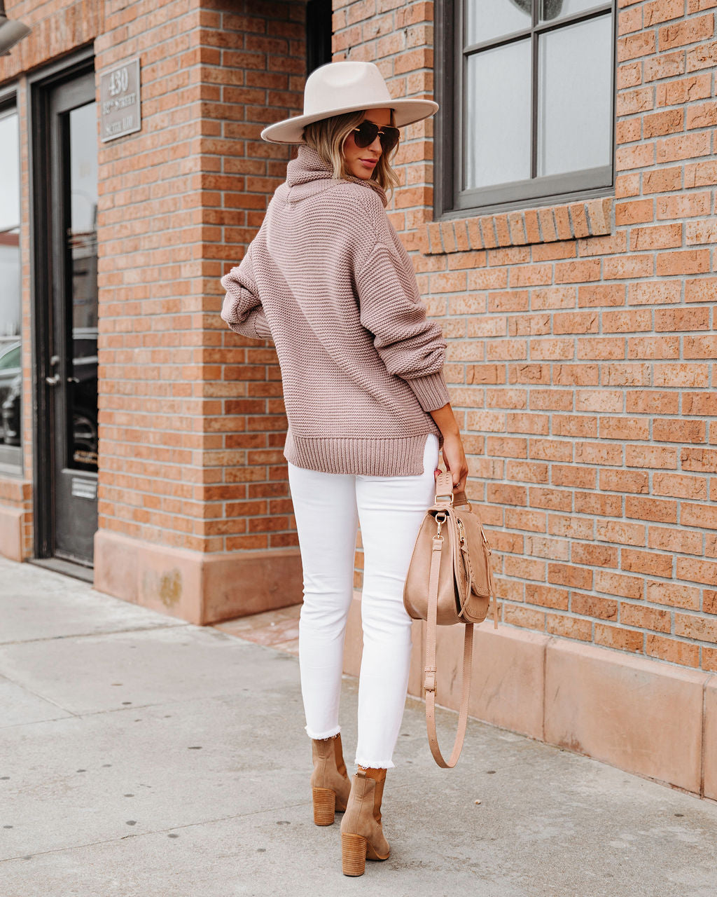 Terrance Cowl Neck Knit Sweater - Taupe - SALE
