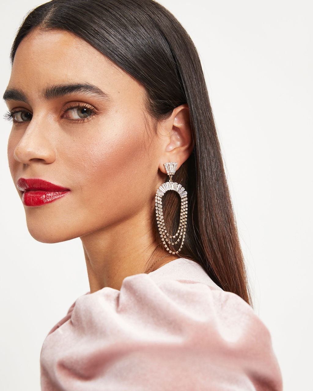 Alexa Crystal Chain Drop Earrings - Gold