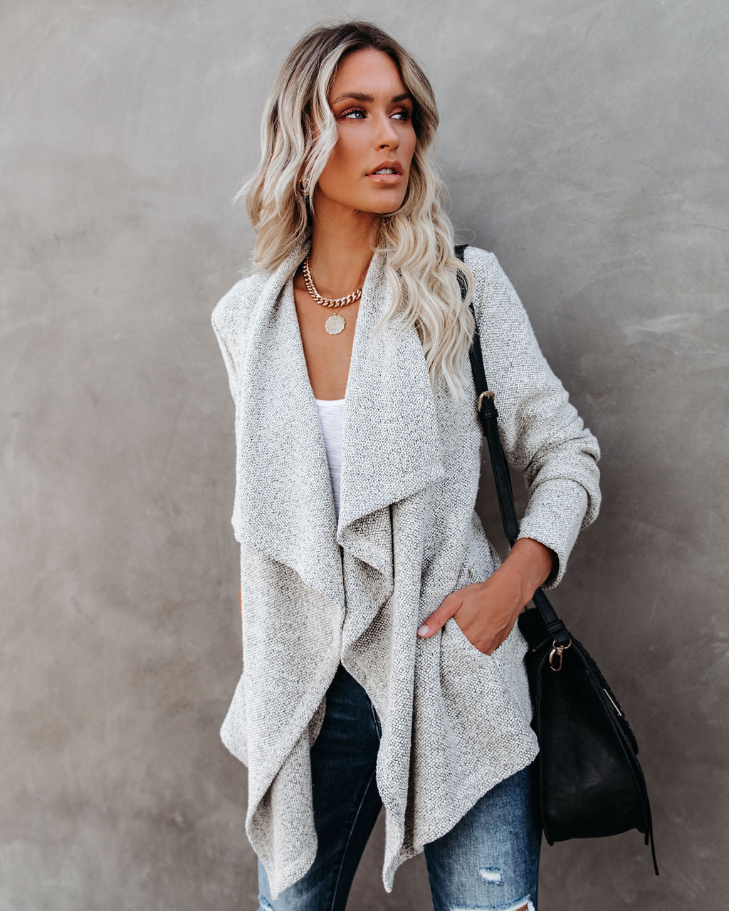 Harvard Pocketed Drape Coatigan