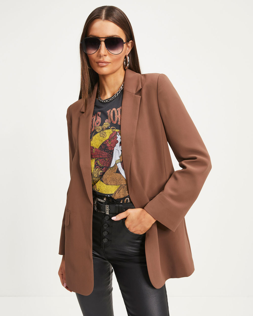 Start Of Something New Pocketed Blazer - Mocha