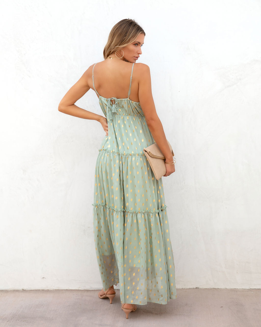 Moving Forward Metallic Tiered Maxi Dress - FINAL SALE