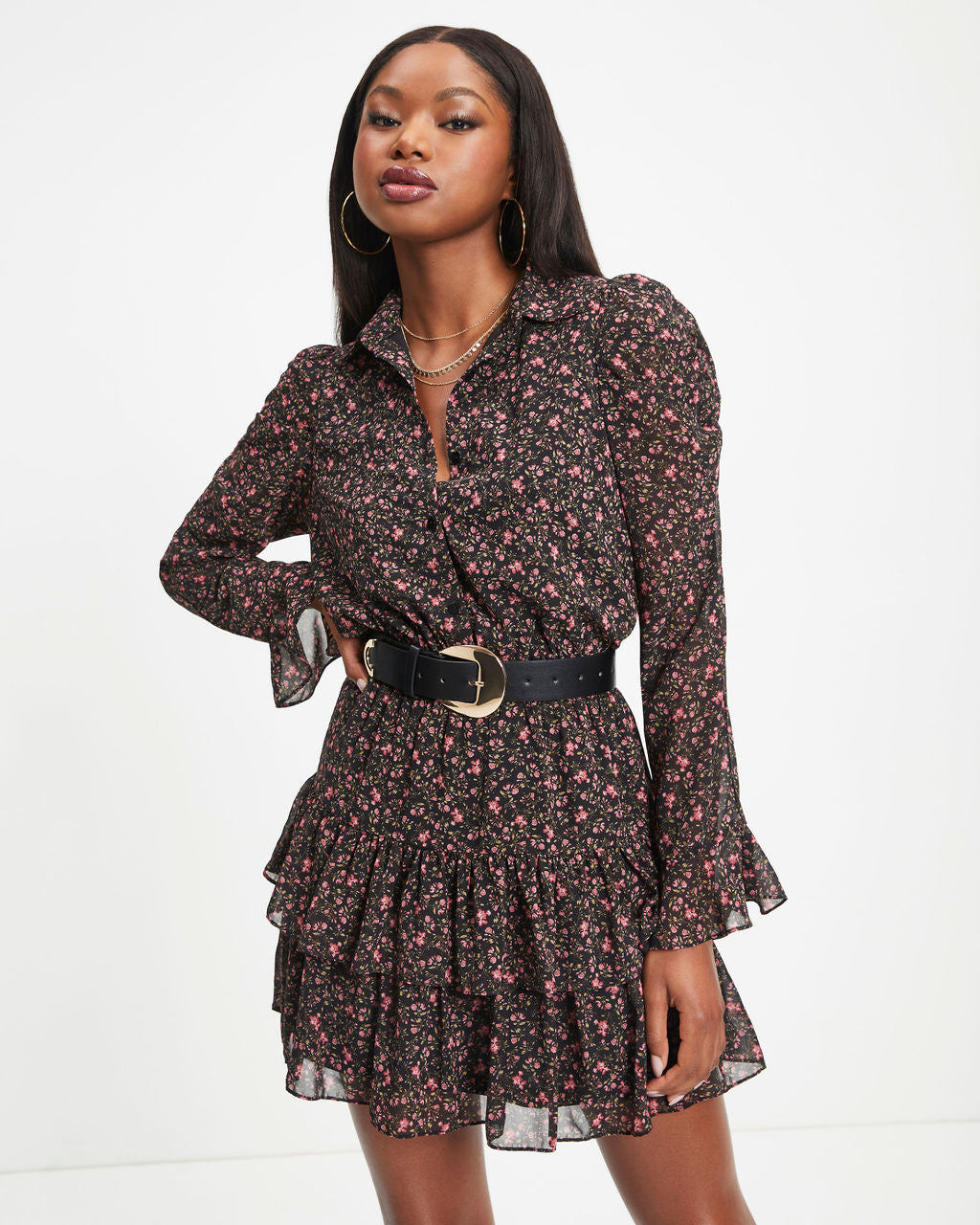 Janie Floral Tiered Mini Dress