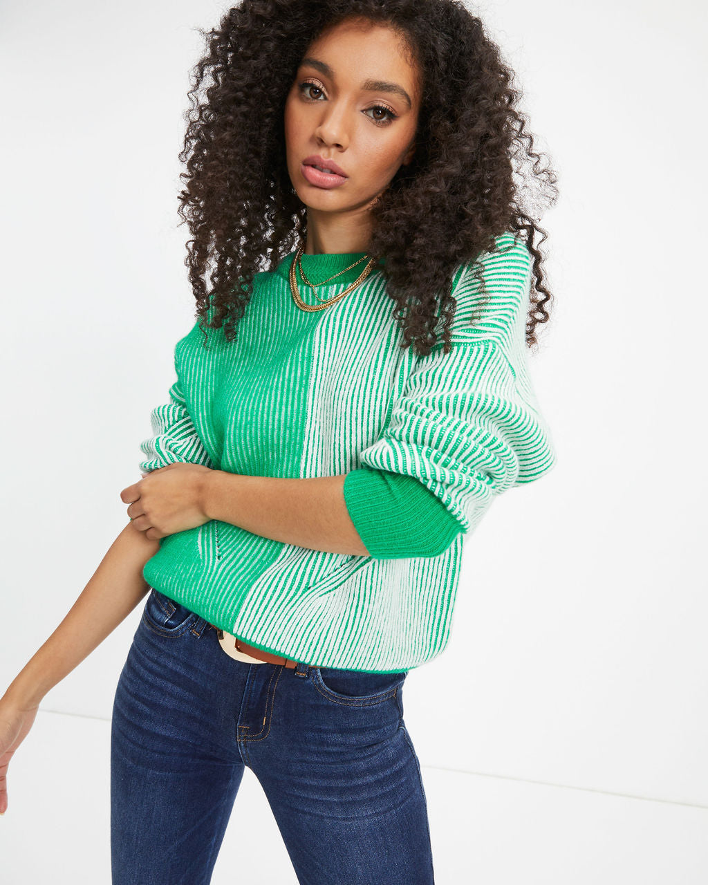 Doing The Impossible Ribbed Knit Pullover Sweater - Green