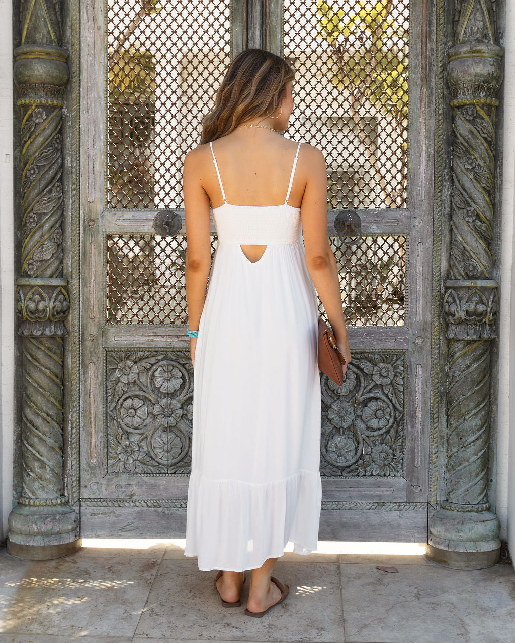 Saint Jean Pocketed Smocked Maxi Dress - White - FINAL SALE