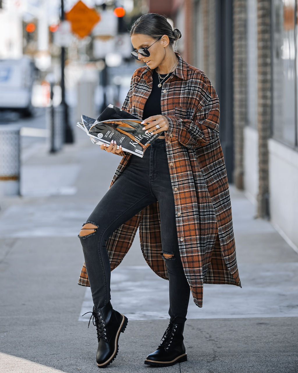 Expectations Plaid Button Up Coat