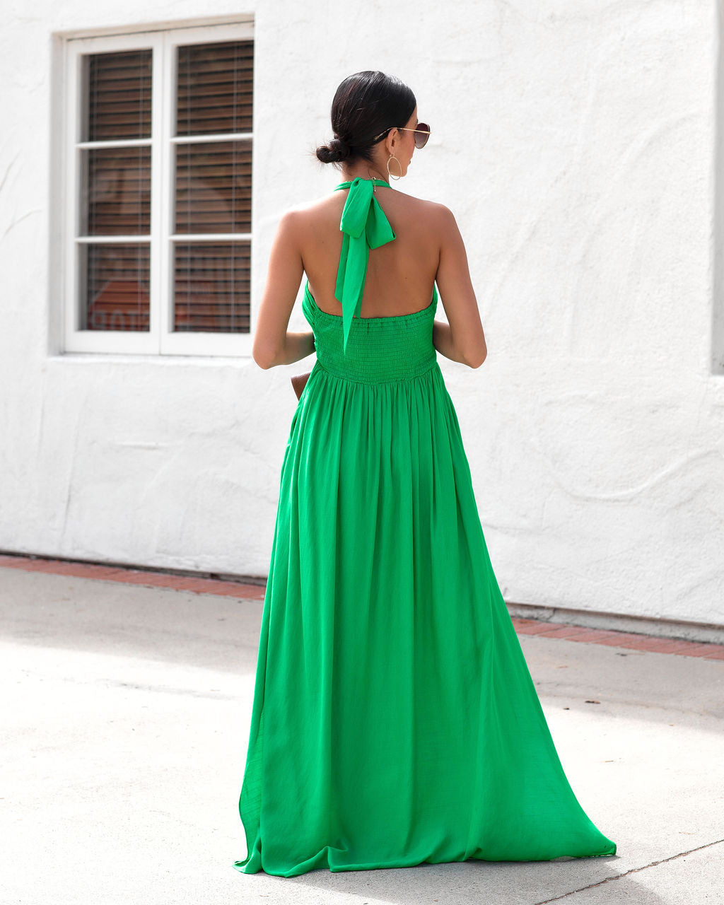 Asteria Pocketed Halter Maxi Dress - Kelly Green