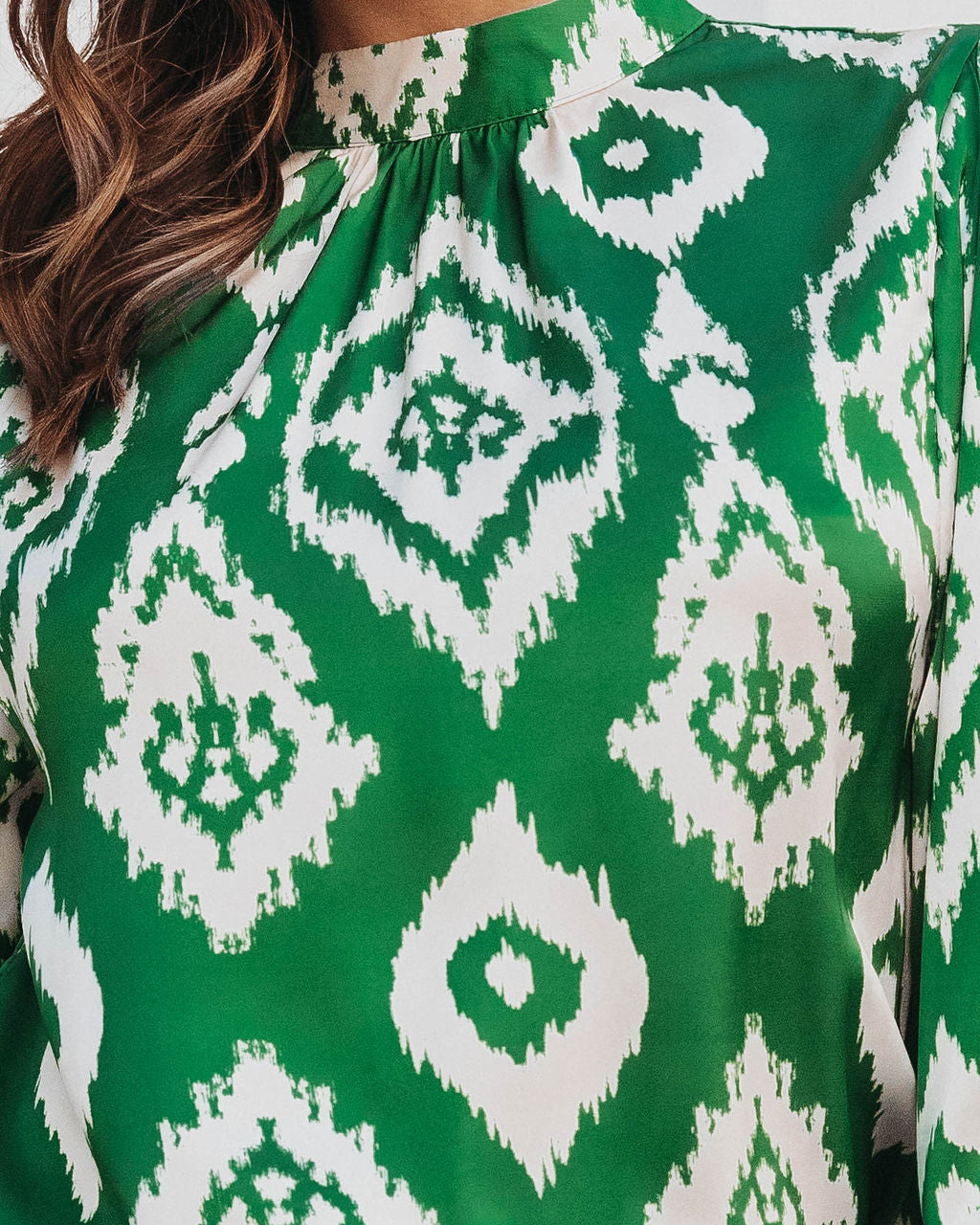 Holiday In Arizona Printed Mock Neck Top - Green