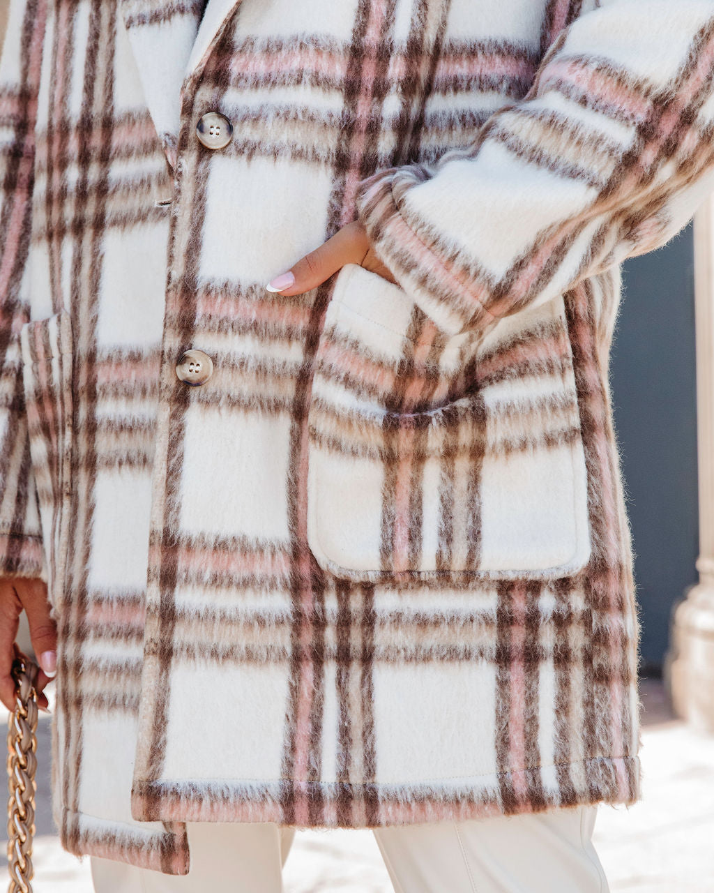 Mind Your Business Pocketed Plaid Coat