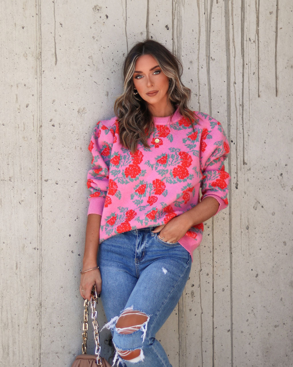 Stop And Smell The Roses Knit Pullover Sweater