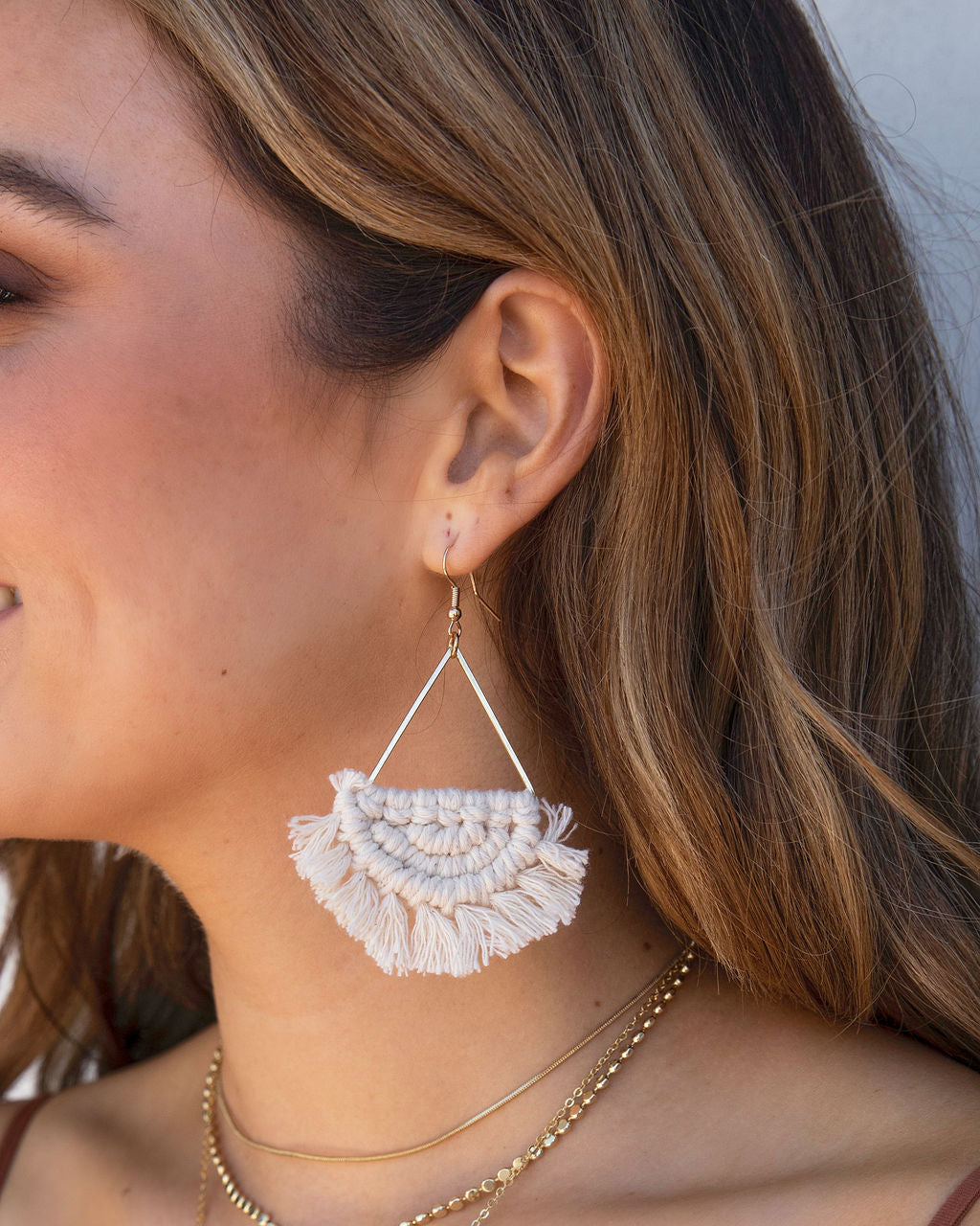 Amador Macrame Earrings - Cream - FINAL SALE