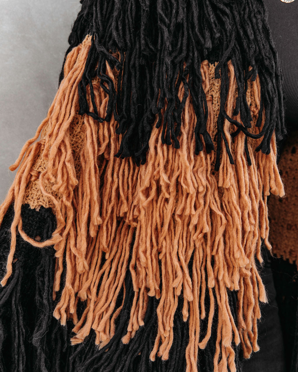 Menlo Knit Fringe Colorblock Cardigan