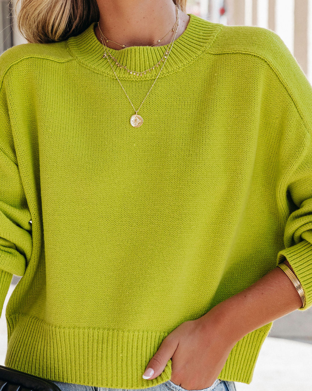 Cool Kind Knit Pullover Sweater - Lime