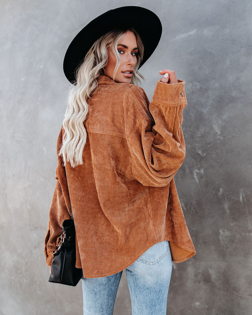 Kamryn Corduroy Button Down Pocket Top - Camel