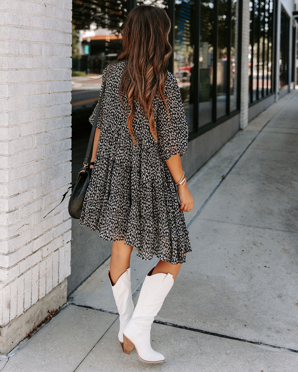 Sawyer Floral Pocketed Crinkle Babydoll Dress