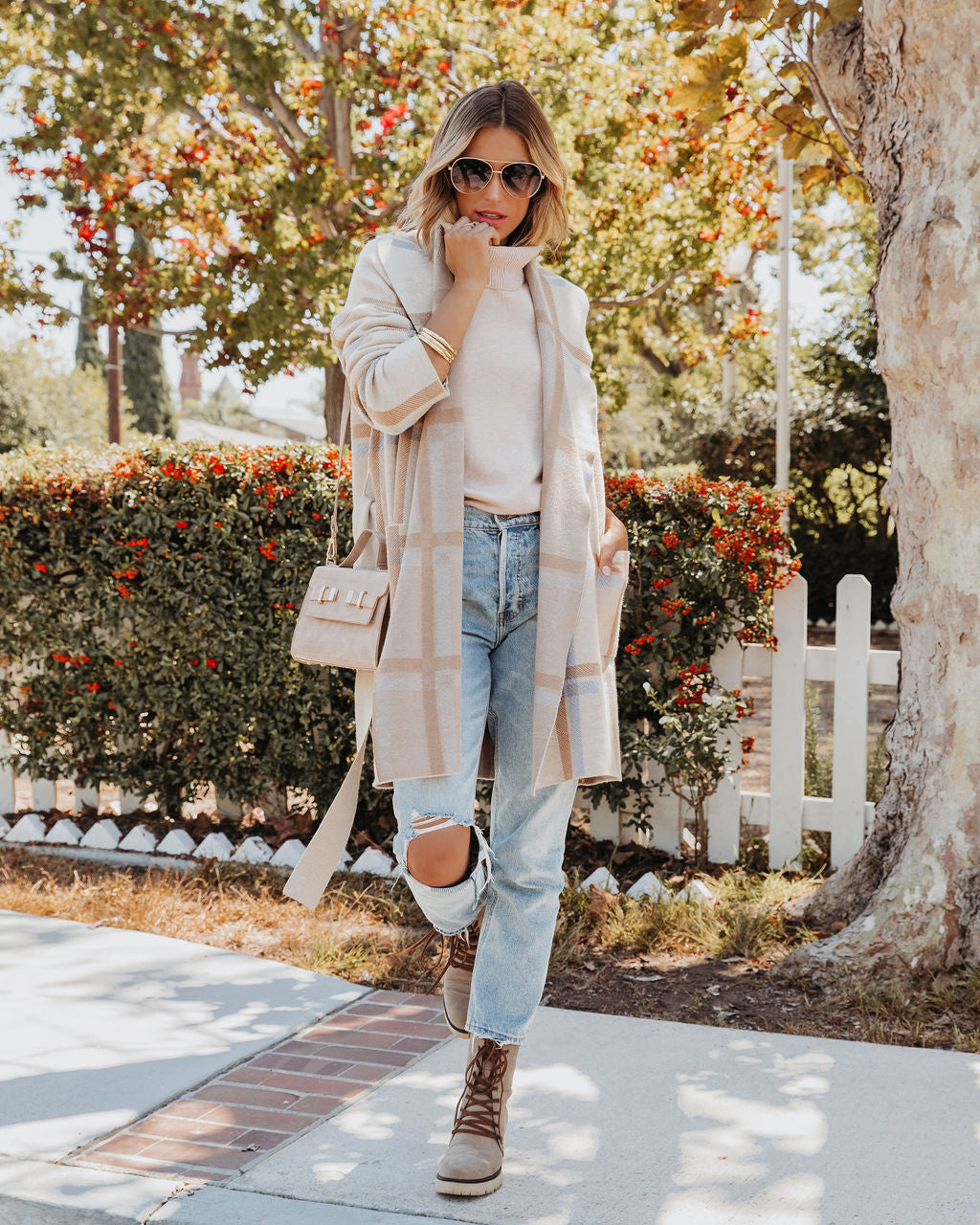 Dear Autumn Plaid Pocketed Cardigan