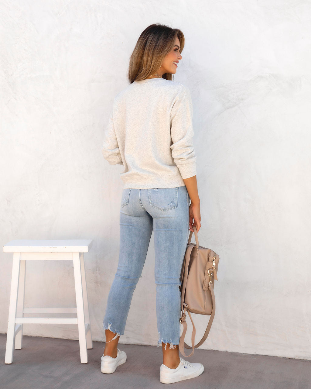 Tropez Waves Pullover Sweater - Heather Grey - FINAL SALE