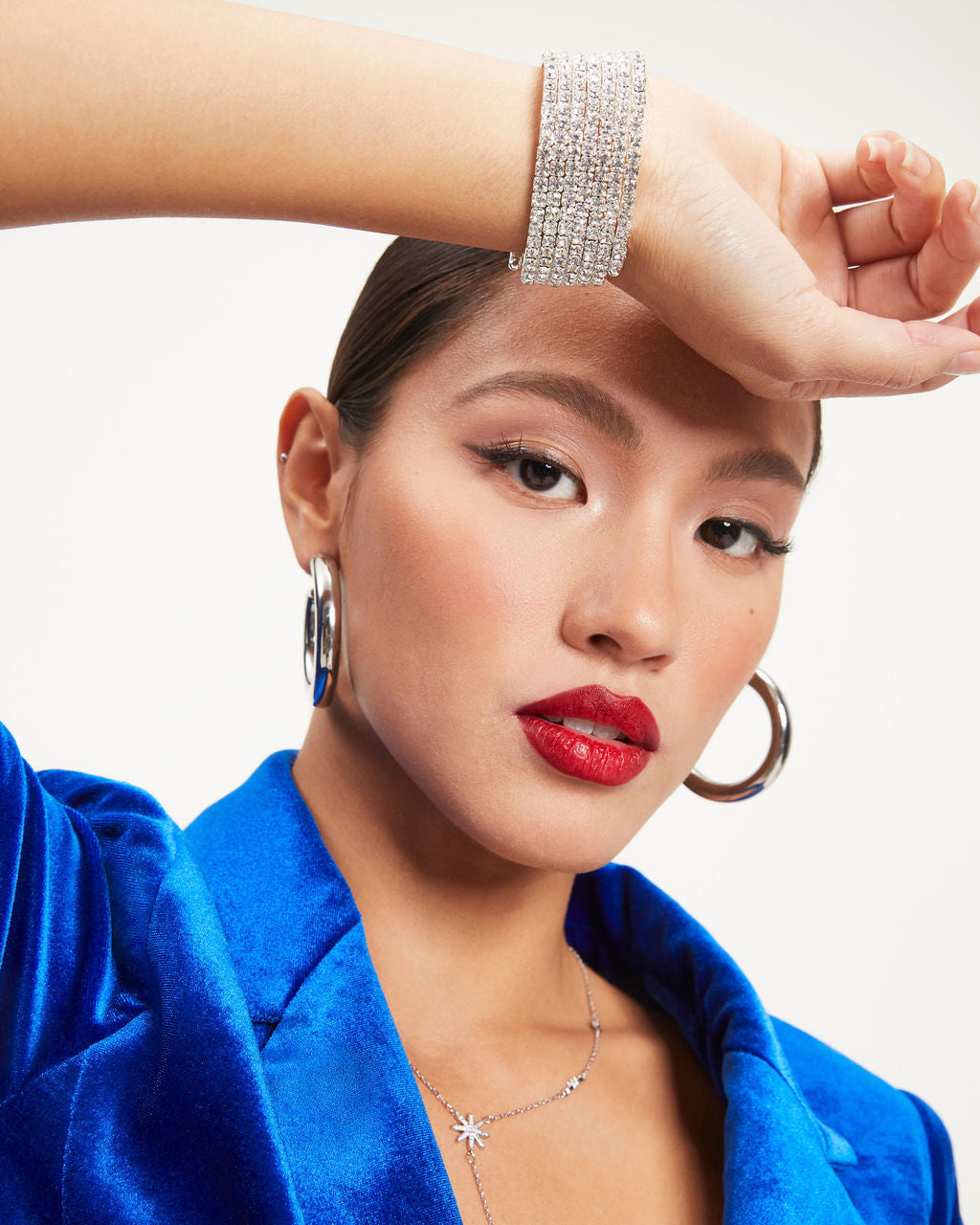 Diana Crystal Wrap Cuff - Silver