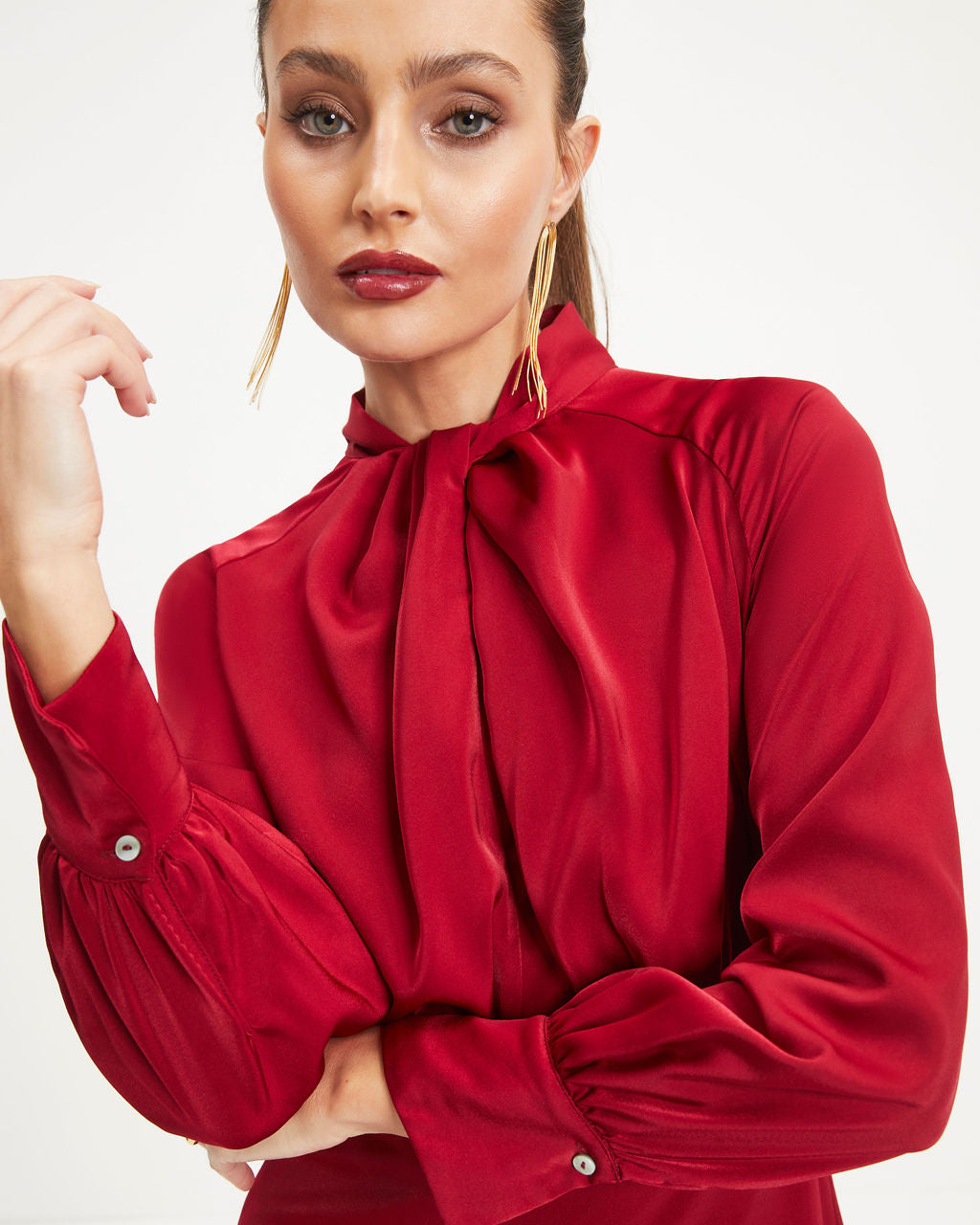 Hostess With The Mostess Twisted Long Sleeve Mini Dress - Wine