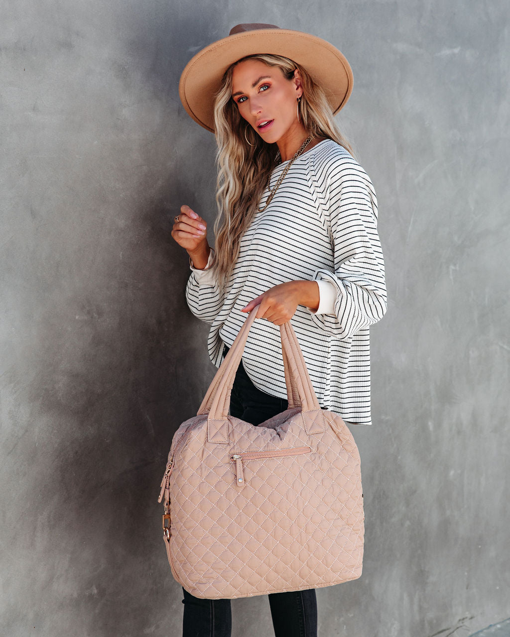 Wanderlust Quilted Weekender Bag - Nude