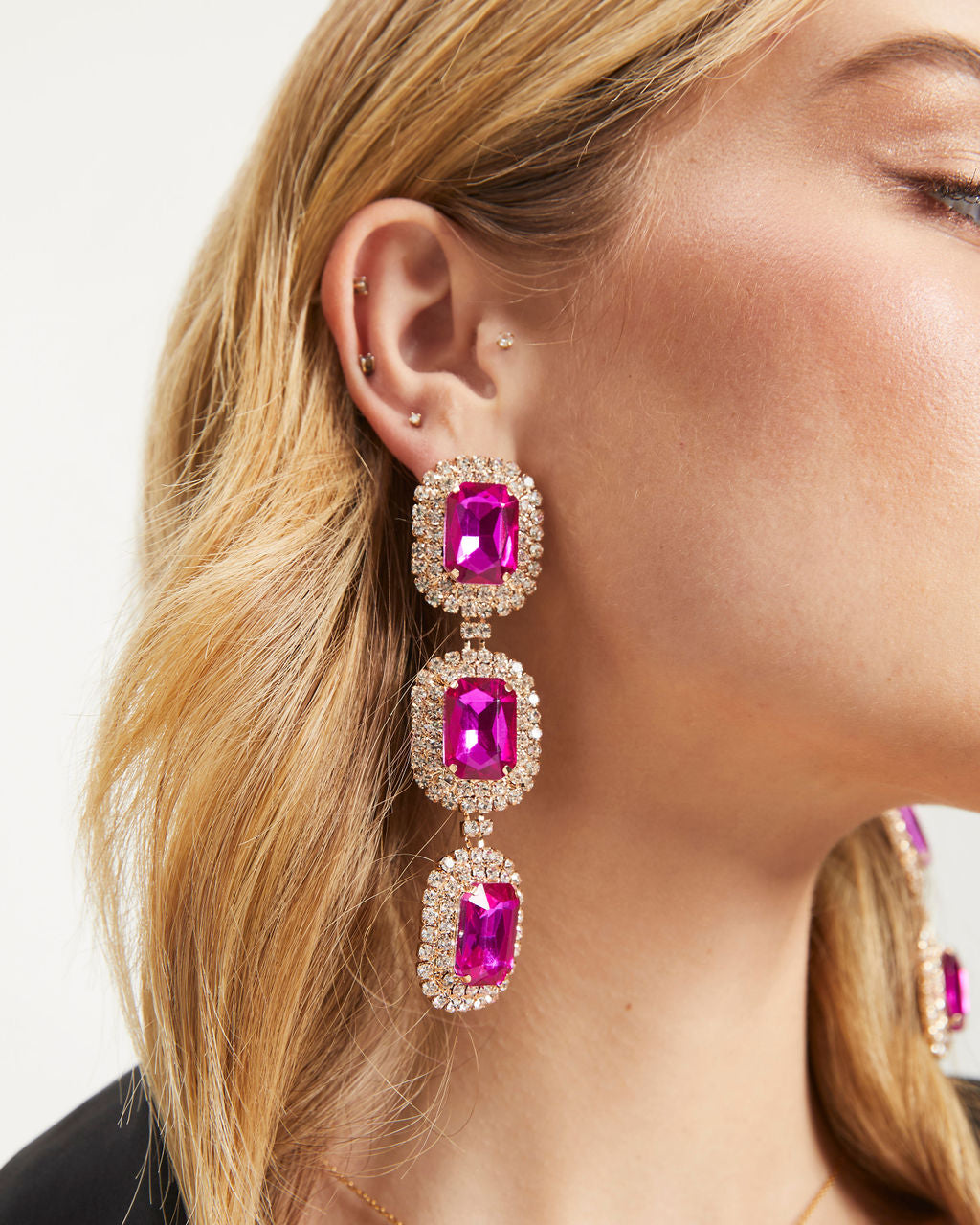 Penelope Gemstone Drop Earrings - Pink