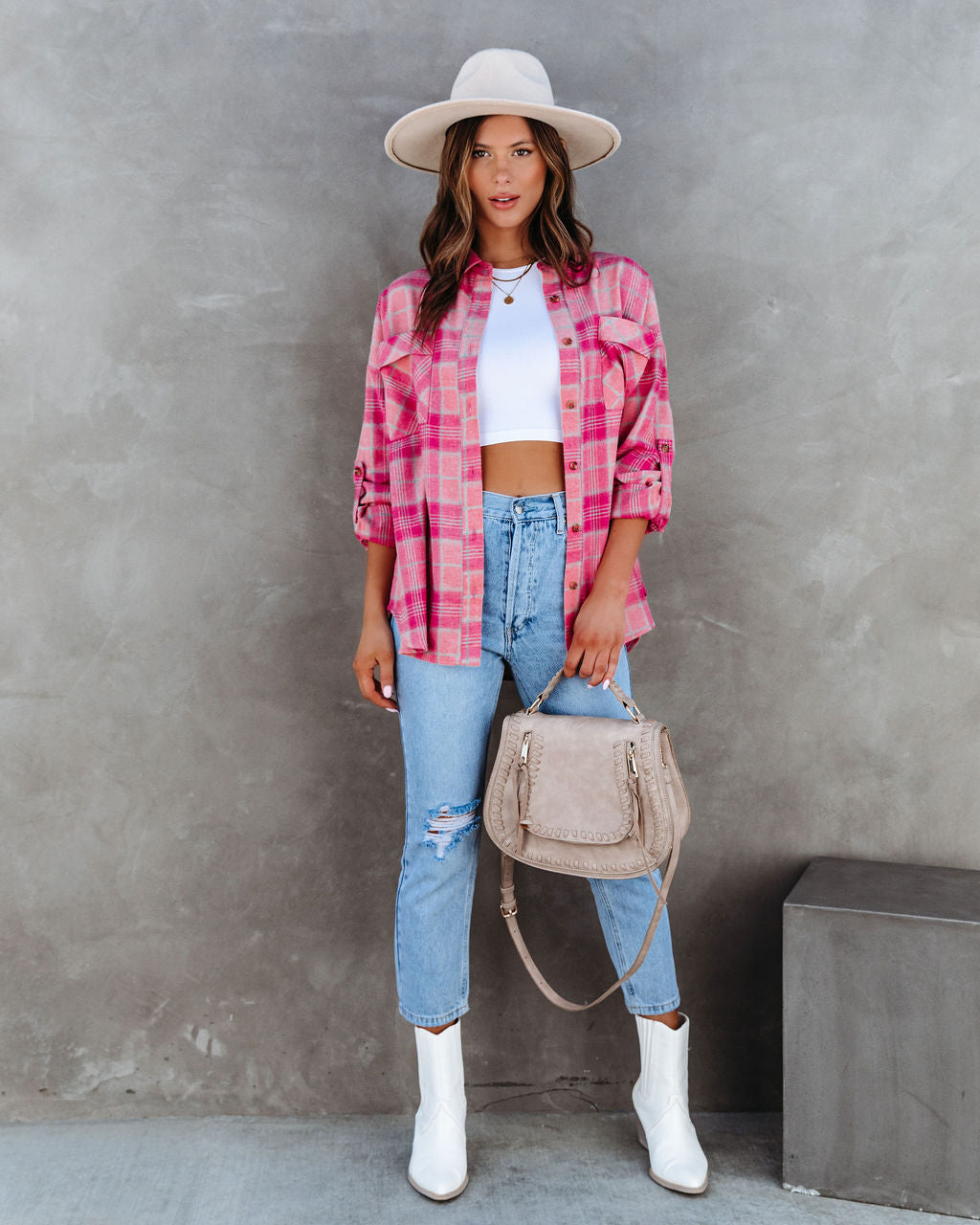 Mildred Plaid Button Down Top