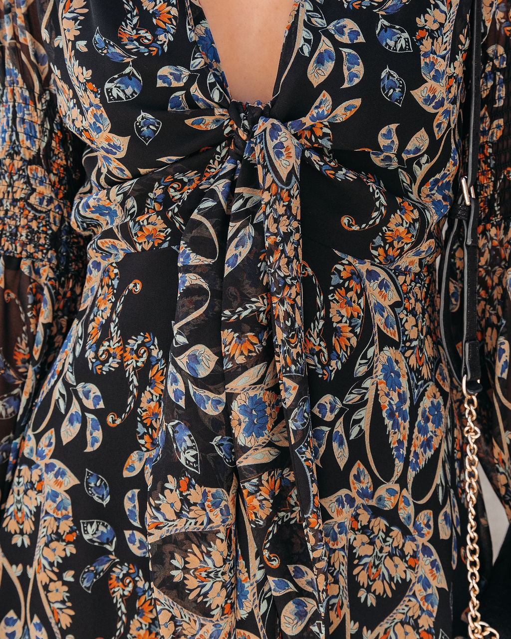 Shady Grove Printed Bell Sleeve Mini Dress