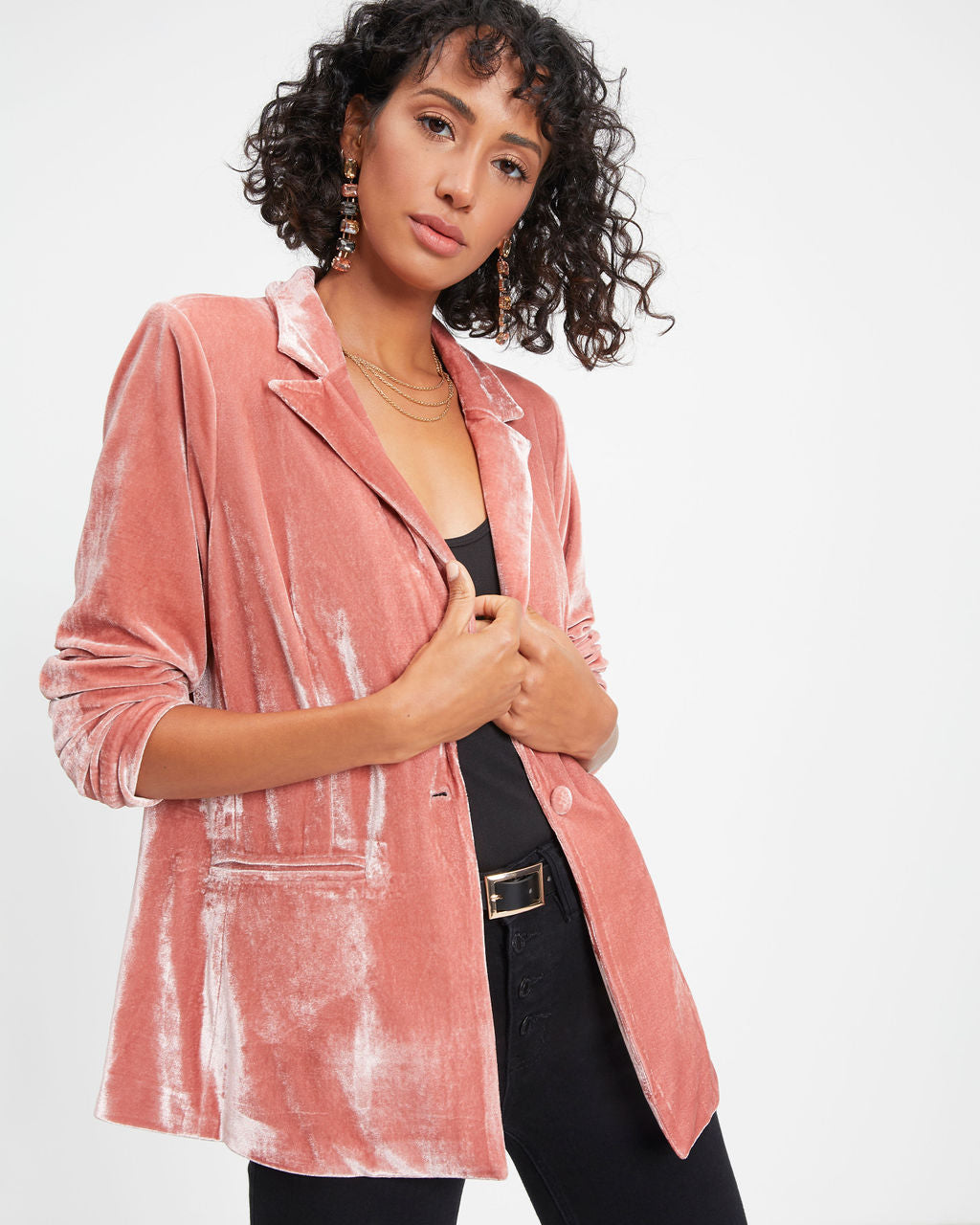 Katherina Velvet Blazer - Rose