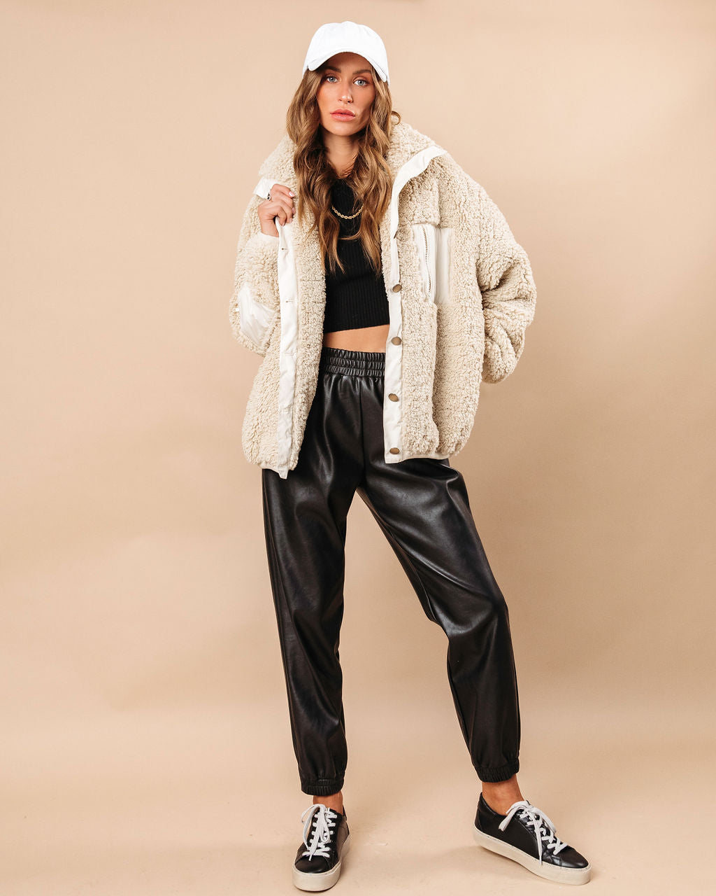 Emma Teddy Pocketed Jacket - Oatmeal