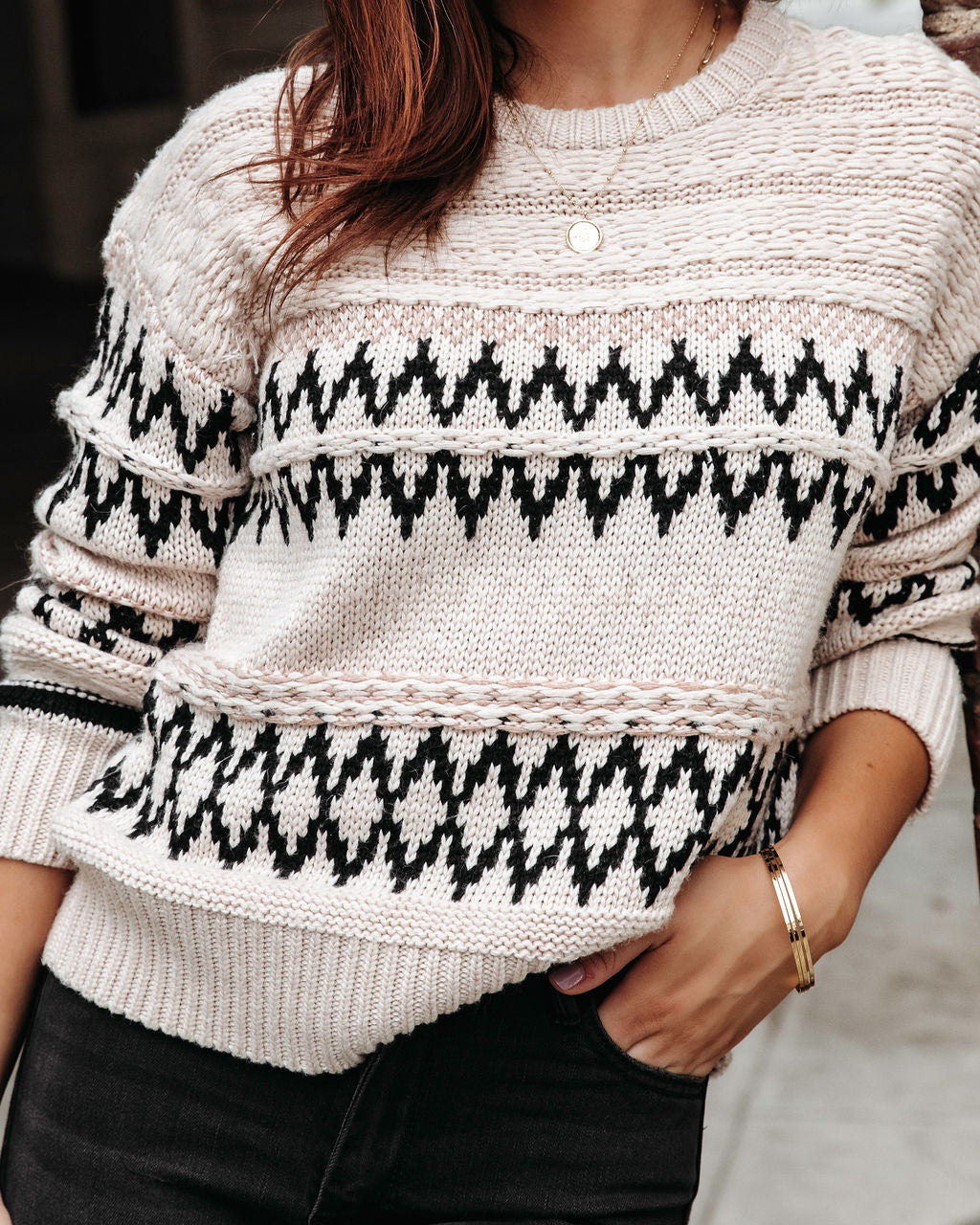Jamie Printed Knit Pullover Sweater