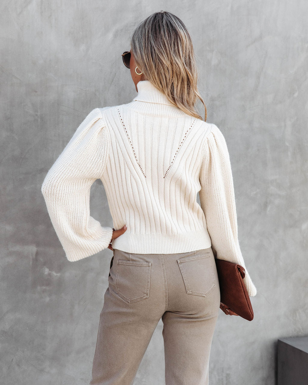 Charlene Knit Turtleneck Sweater - Ivory - FINAL SALE