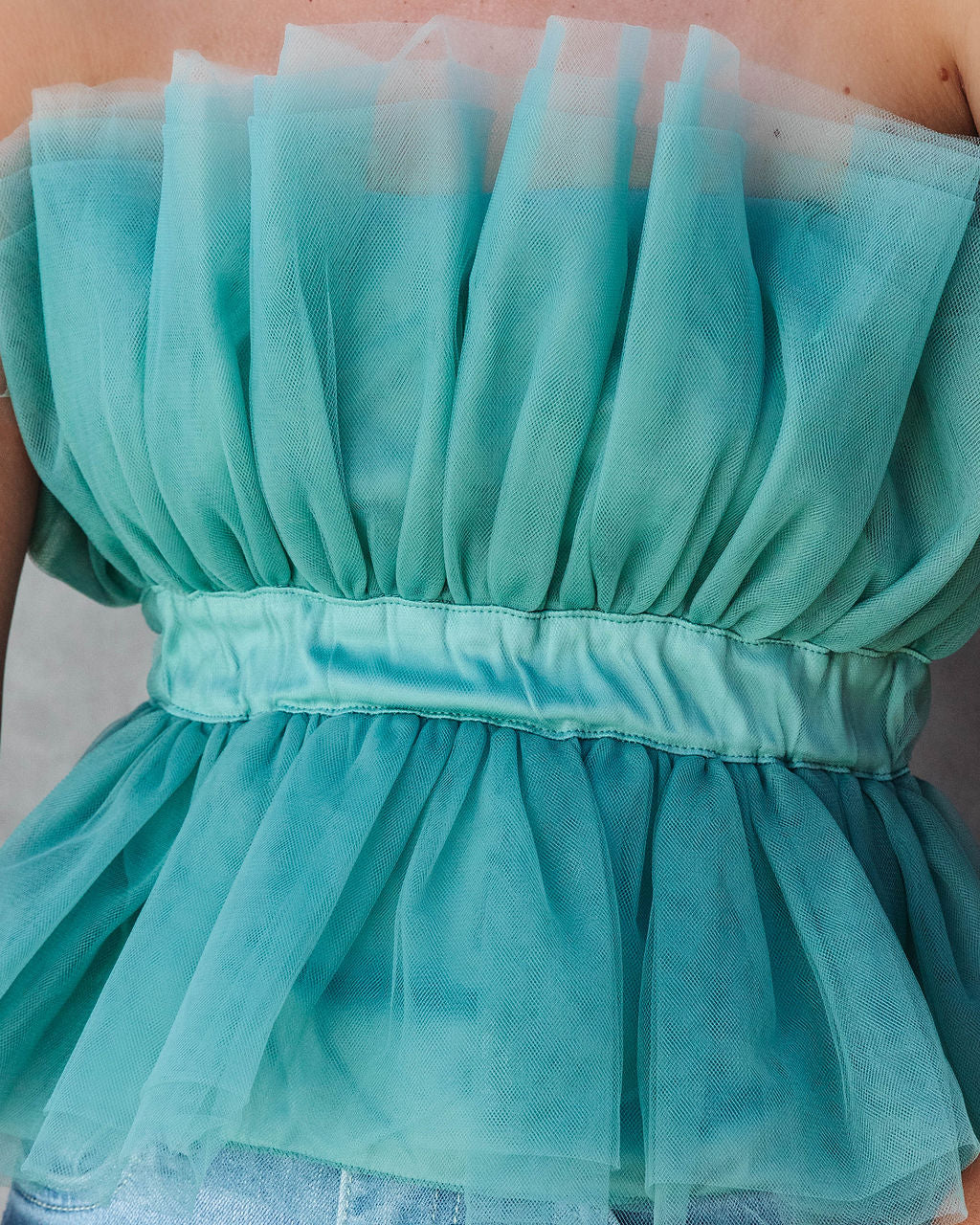 Bradshaw Moment Strapless Tulle Top - Sage