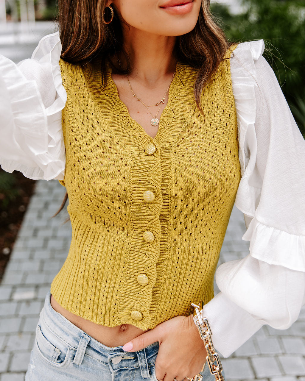 Walk This Way Knit Contrast Cardigan - Chartreuse