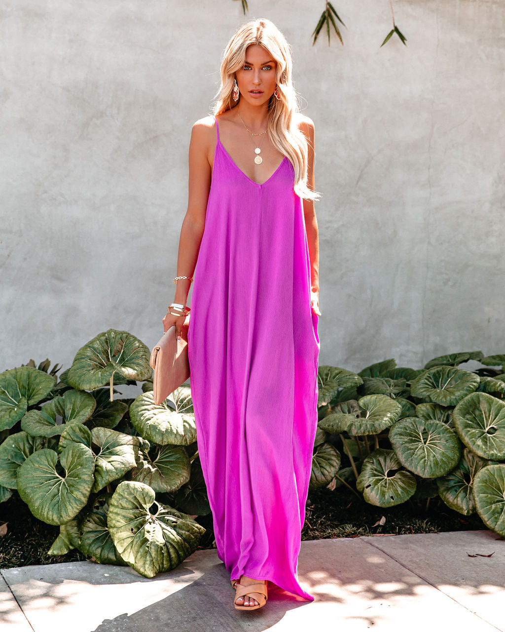Olivian Pocketed Maxi Dress - Magenta