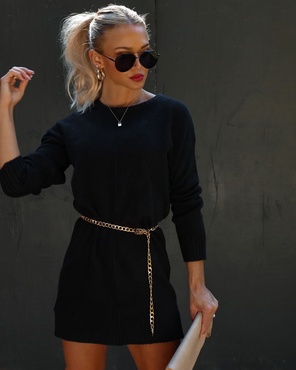 Smoky Mountain Sweater Dress - Black