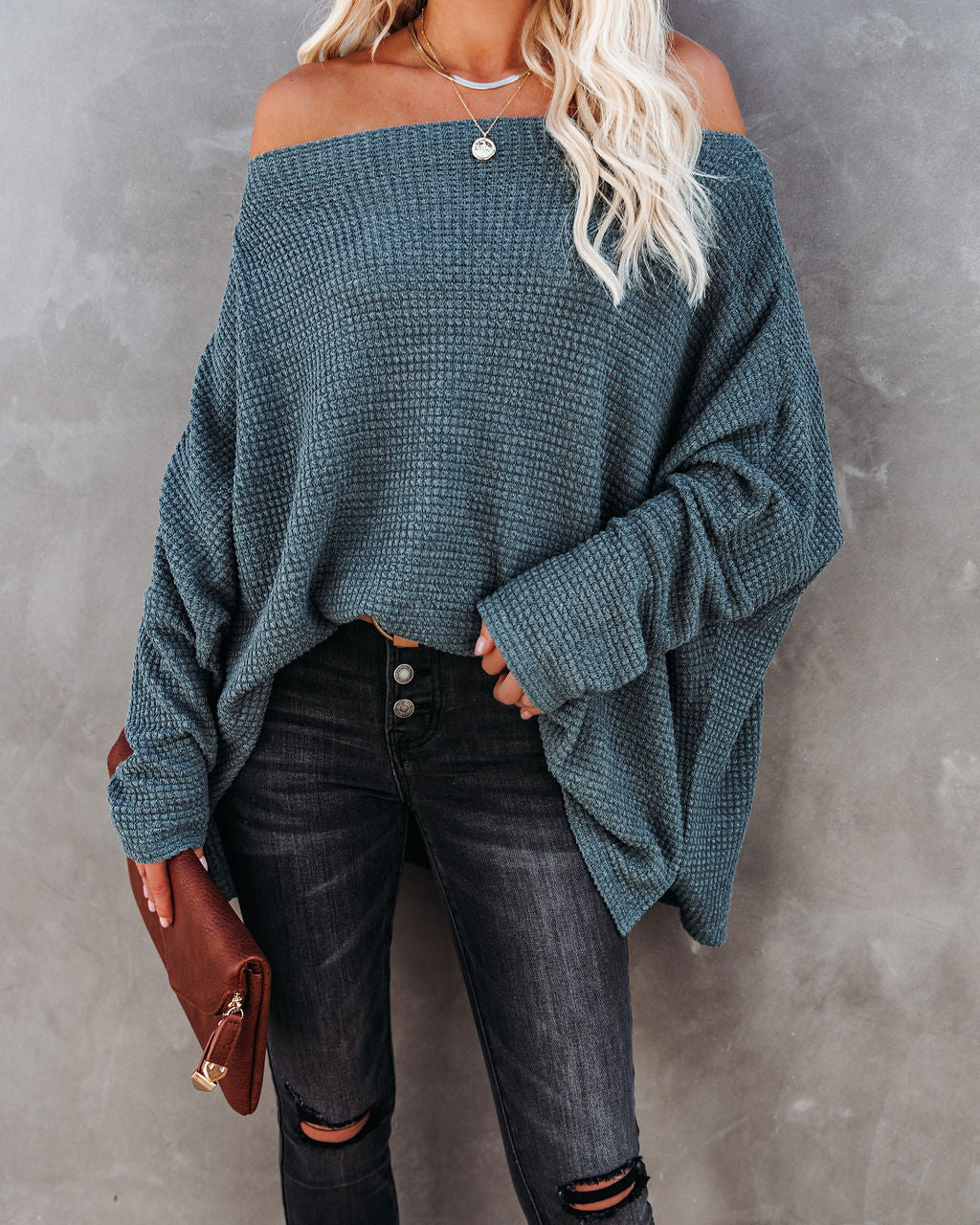 Lovell Boat Neck Thermal Knit Top - Pine