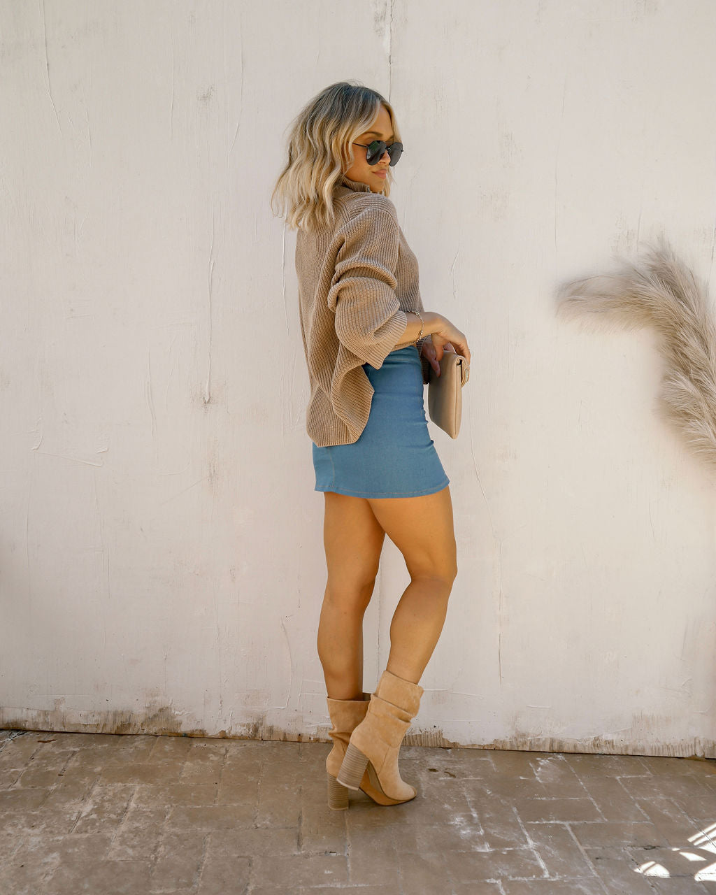 Sydney Cotton Knit Half Zip Pullover Sweater - Almond