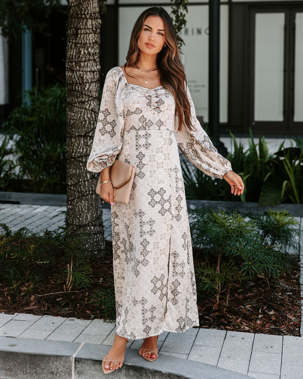 Reyna Printed Slit Maxi Dress