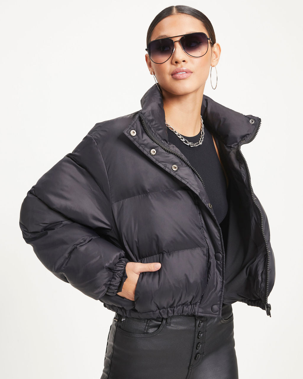 Alpine Explorer Pocketed Puff Jacket - Black