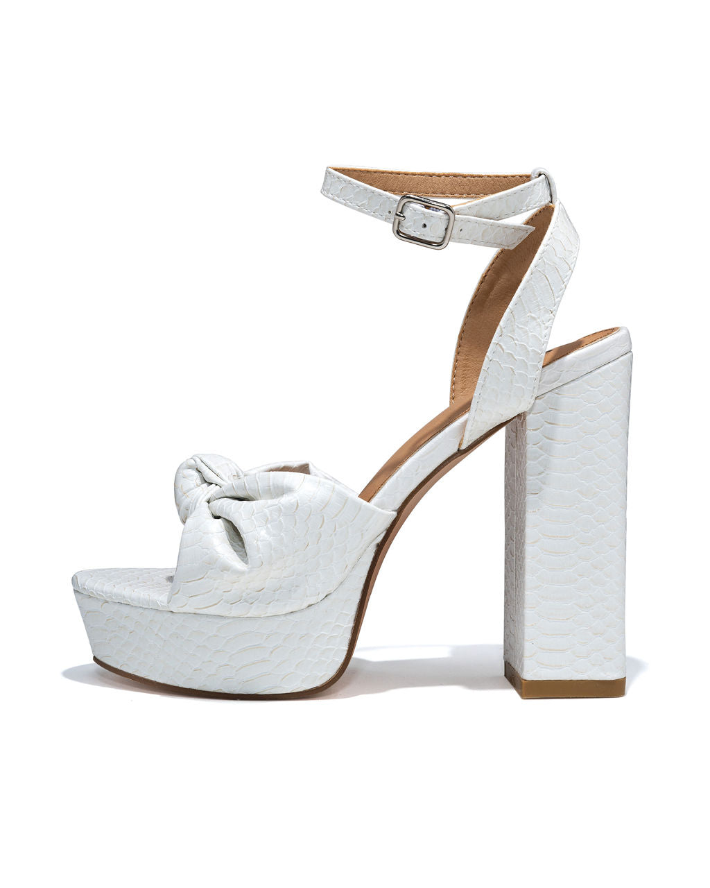 Poppy Heeled Python Platform Sandal - White - FINAL SALE