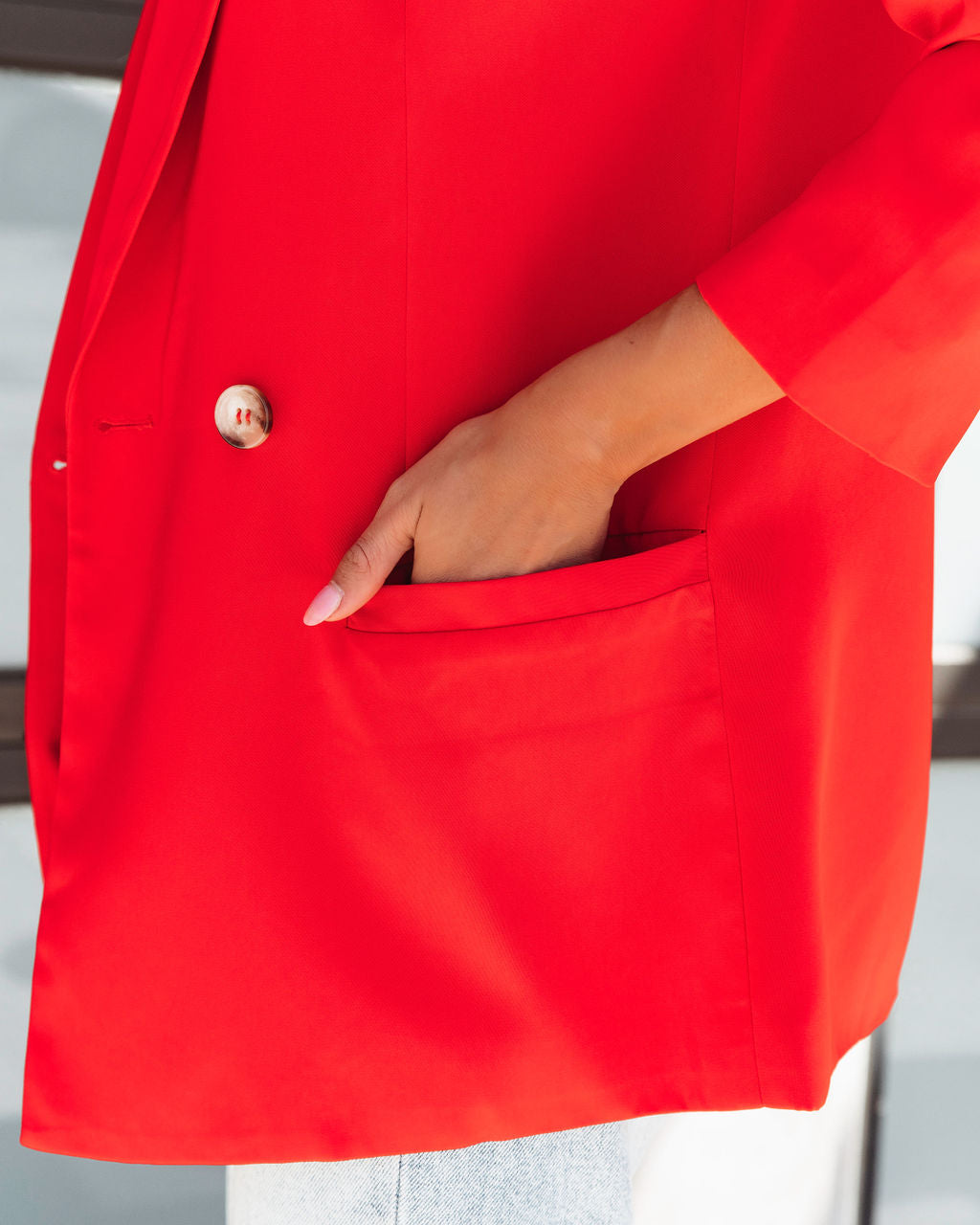 Whinn Pocketed Blazer - Red - SALE