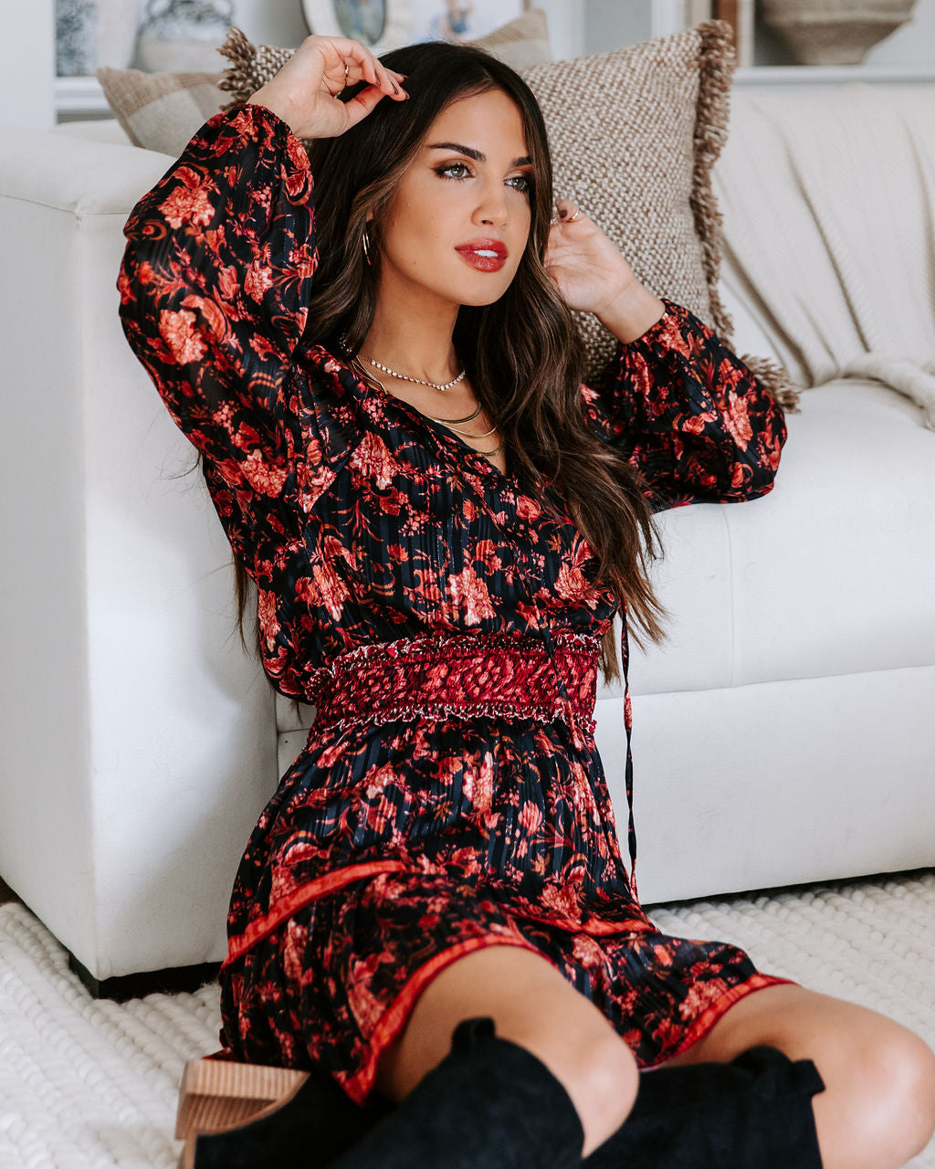 Anna Printed Tiered Mini Dress